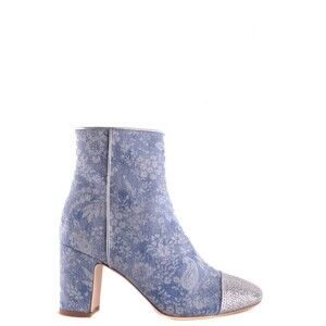 Polly Plume Textured Blue Ankle Boots With Block Heel - NWT